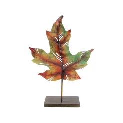 Roman 14" Green And Brown Autumn Maple Leaf Votive Candle Holder