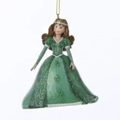 Kurt Adler Entertainment>4" Green And Brown Catherine Gown Christmas Ornament