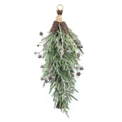 Unlit Swags*Melrose 31" Green And Brown Frosted Pine Cone Twig Artificial Christmas Swag