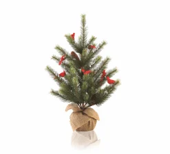 Napa Home & Garden 2.5 Feet Tall And Smaller>2' Green And Brown Glittered Cardinal Snow Pine Artificial Christmas Tree - Unlit