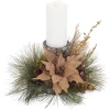 Candles & Holders*Melrose 19" Green And Brown Poinsettia Pine Cone Christmas Candle Holder