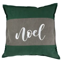 Pillows & Throws*Northlight 18" Green And Brown Suede "Noel" Christmas Square Throw Pillow