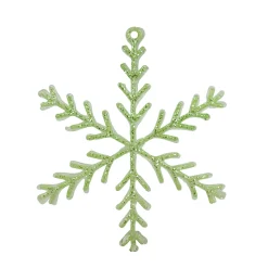 Allstate Snowflakes>8.75" Green And Clear Glittered Snowflake Christmas Ornament