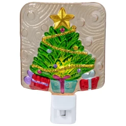 Northlight 4" Green And Gold Christmas Tree Night Light