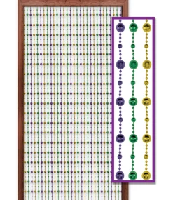 Party Central 78" Green And Gold Disco Bead Mardi Gras Party Door Curtain Decor