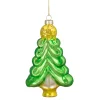 Northlight Trees & Wreaths>5.25" Green And Gold Glass Christmas Tree Hanging Ornament