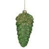 Northlight Woodland>5.5" Green And Gold Glitter Beaded Pine Cone Christmas Ornament