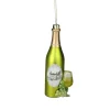 Northlight Food & Beverage>5.75" Green And Gold Wine Bottle Glass Christmas Ornament