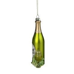 Northlight Food & Beverage>5.75" Green And Gold Wine Bottle Glass Christmas Ornament