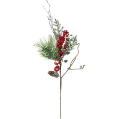 Sprays, Branches & Picks*Northlight 32" Green And Red Berries And Pinecones Frosted Artificial Christmas Spray