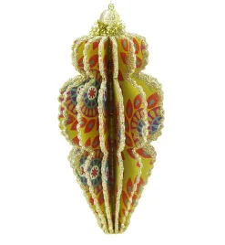 Midwest Finials>6.5" Green And Red Floral Glittered Christmas Finial Ornament