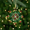 Northlight Snowflakes>6.5" Green And Red Gem Stone Flowers Snowflake Christmas Ornament