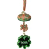 Kurt Adler Irish Themed>9" Green And Red Glittered Plaid Cap With Shamrock Glass Christmas Ornament