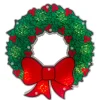 Window Decorations*Northlight 11" Green And Red Lighted Wreath Christmas Window Silhouette Decoration