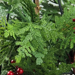 Allstate 3 And 3.5 Feet Tall>36" Green And Red Slim Mixed Cedar Artificial Christmas Tree - Unlit