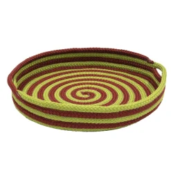 Serving Pieces*Colonial Mills 18" Green And Red Woven Candy Cane Round Christmas Tray