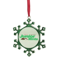 Northlight Licensed>3.25" Green And Silver Snowflake 'Junior Mints' Candy Logo Christmas Ornament