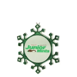 Northlight Licensed>3.25" Green And Silver Snowflake 'Junior Mints' Candy Logo Christmas Ornament