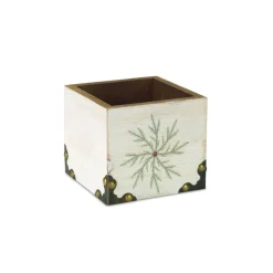 Gift Accessories*Melrose 4.5" Green And White Distressed Snowflake Christmas Storage Box