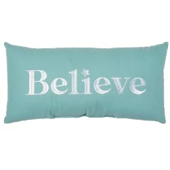 Pillows & Throws*Contemporary Home Living 14" Green And White Embroidered Coastal Holiday Rectangular Throw Pillow