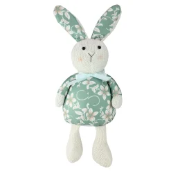 Northlight 17" Green And White Floral Easter Bunny Rabbit Spring Figure