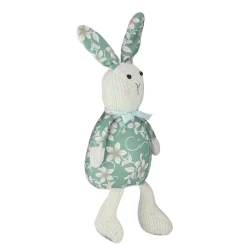 Northlight 17" Green And White Floral Easter Bunny Rabbit Spring Figure