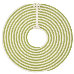 50 Inch And Larger*Colonial Mills 50" Green And White Woven Candy Cane Round Christmas Tree Skirt