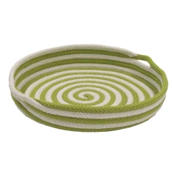 Serving Pieces*Colonial Mills 18" Green And White Woven Candy Cane Round Christmas Tray