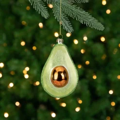 Northlight Food & Beverage>4.5" Green And Yellow Glass Avocado Christmas Ornament