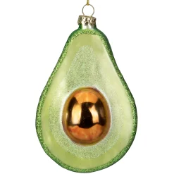 Northlight Food & Beverage>4.5" Green And Yellow Glass Avocado Christmas Ornament