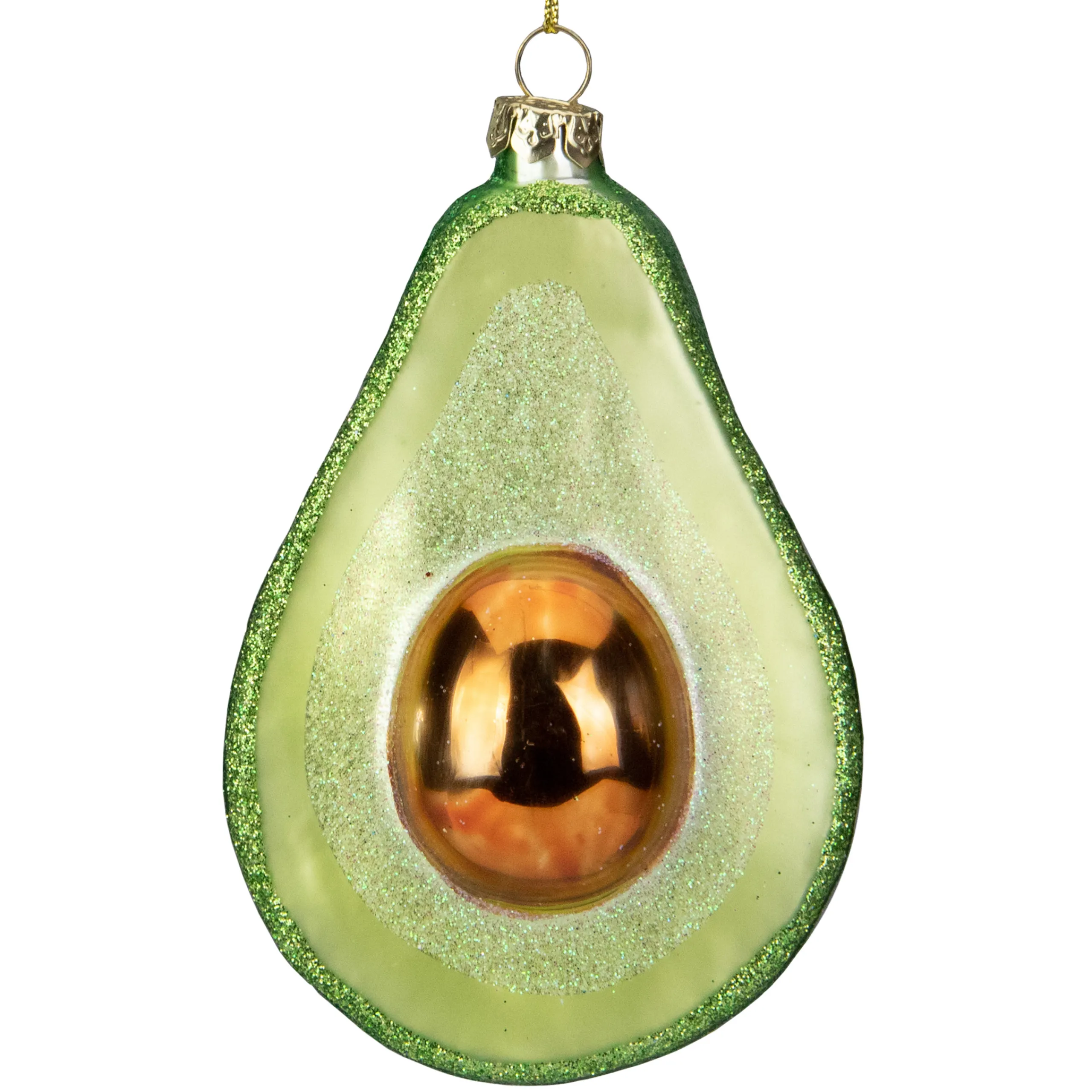 Northlight Food & Beverage>4.5" Green And Yellow Glass Avocado Christmas Ornament