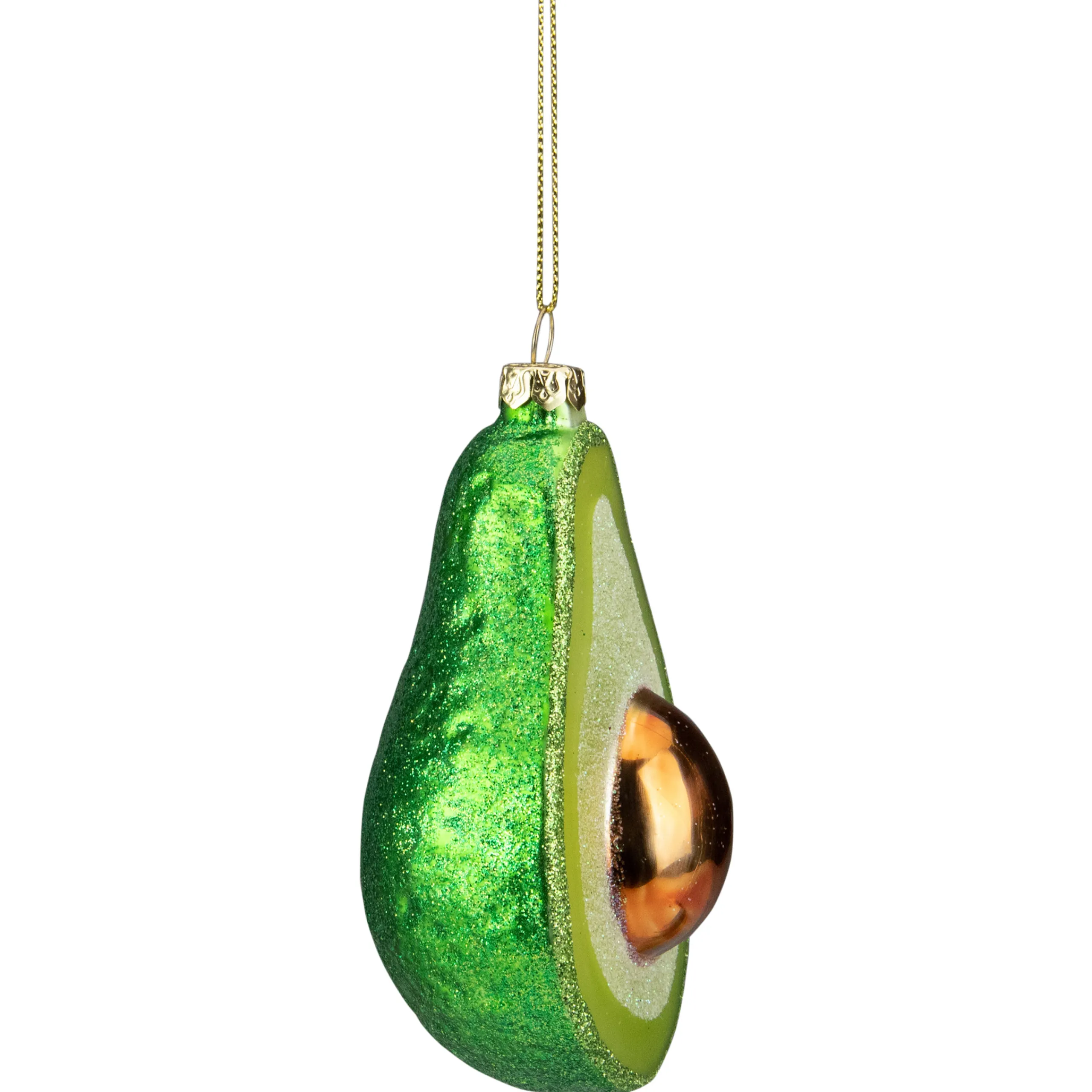 Northlight Food & Beverage>4.5" Green And Yellow Glass Avocado Christmas Ornament