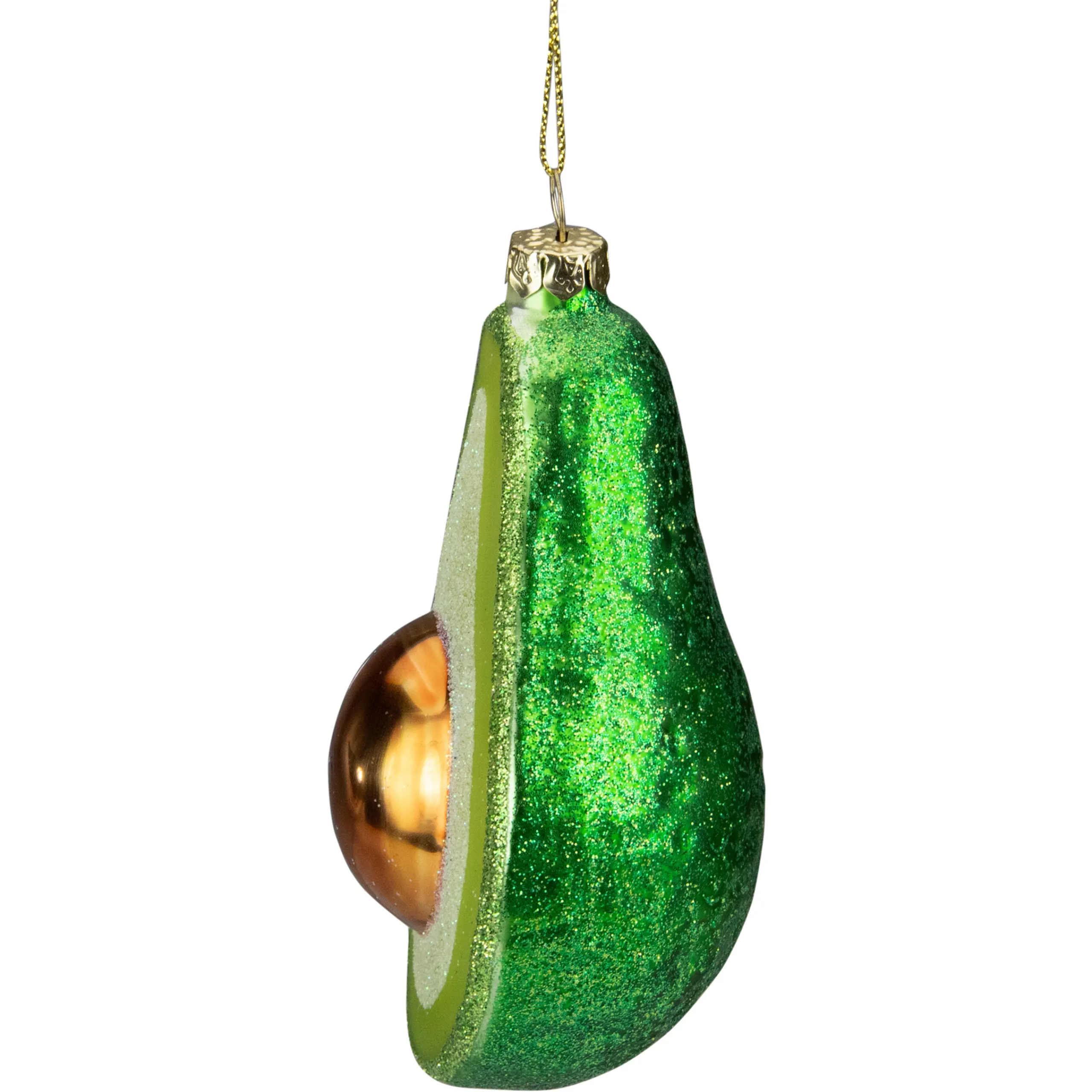 Northlight Food & Beverage>4.5" Green And Yellow Glass Avocado Christmas Ornament