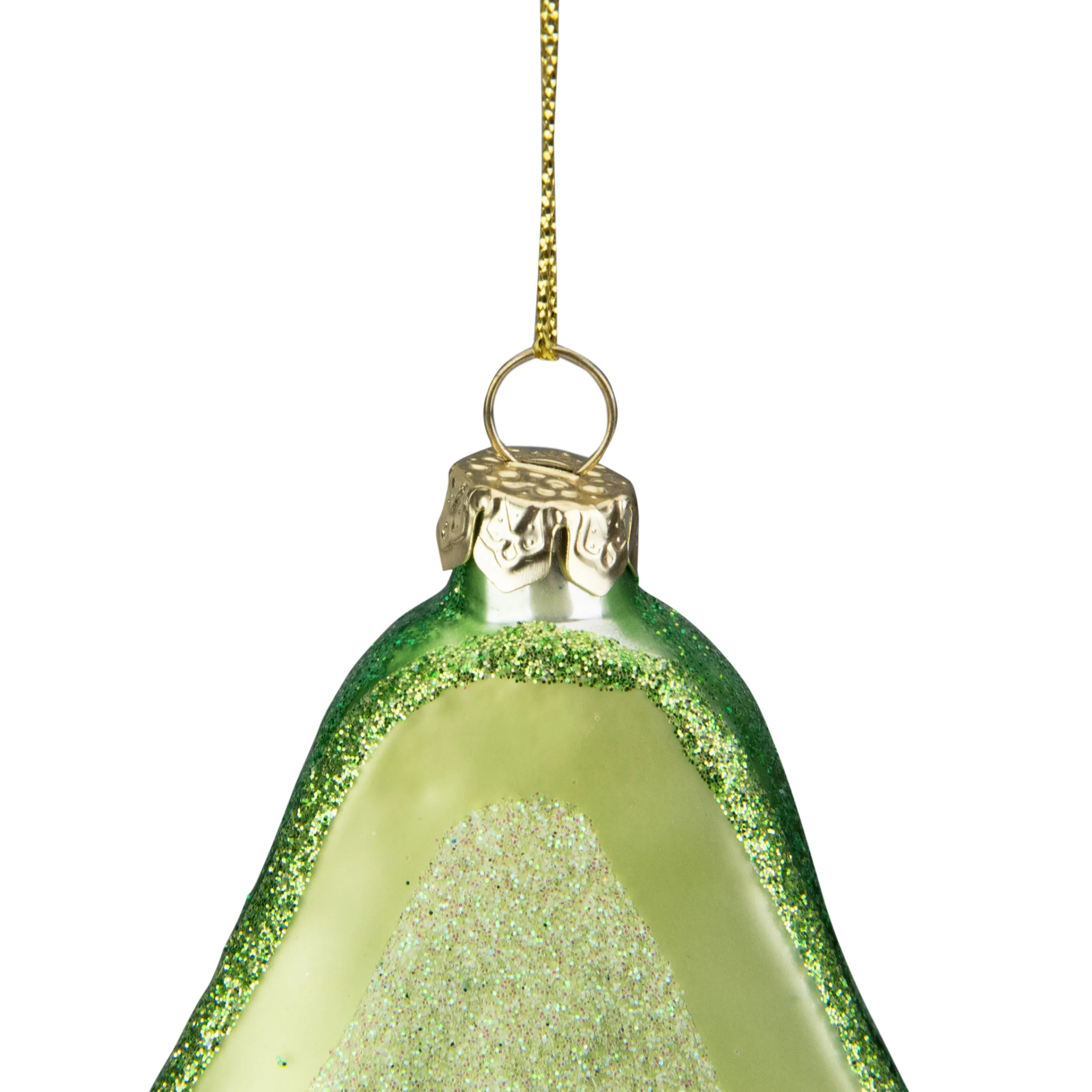 Northlight Food & Beverage>4.5" Green And Yellow Glass Avocado Christmas Ornament