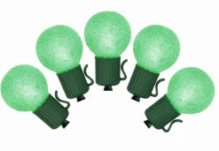 Vickerman 10 Green Battery Operated Sugared Led G30 Christmas Lights - 9 Ft Green Wire