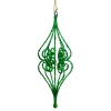 Midwest Finials>8.5" Green Bead And Glitter Filigree Christmas Ornament