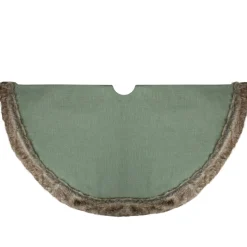48 Inch And Smaller*Northlight 48" Green Burlap Christmas Tree Skirt With Faux Fur Trim