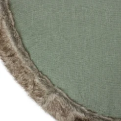 48 Inch And Smaller*Northlight 48" Green Burlap Christmas Tree Skirt With Faux Fur Trim