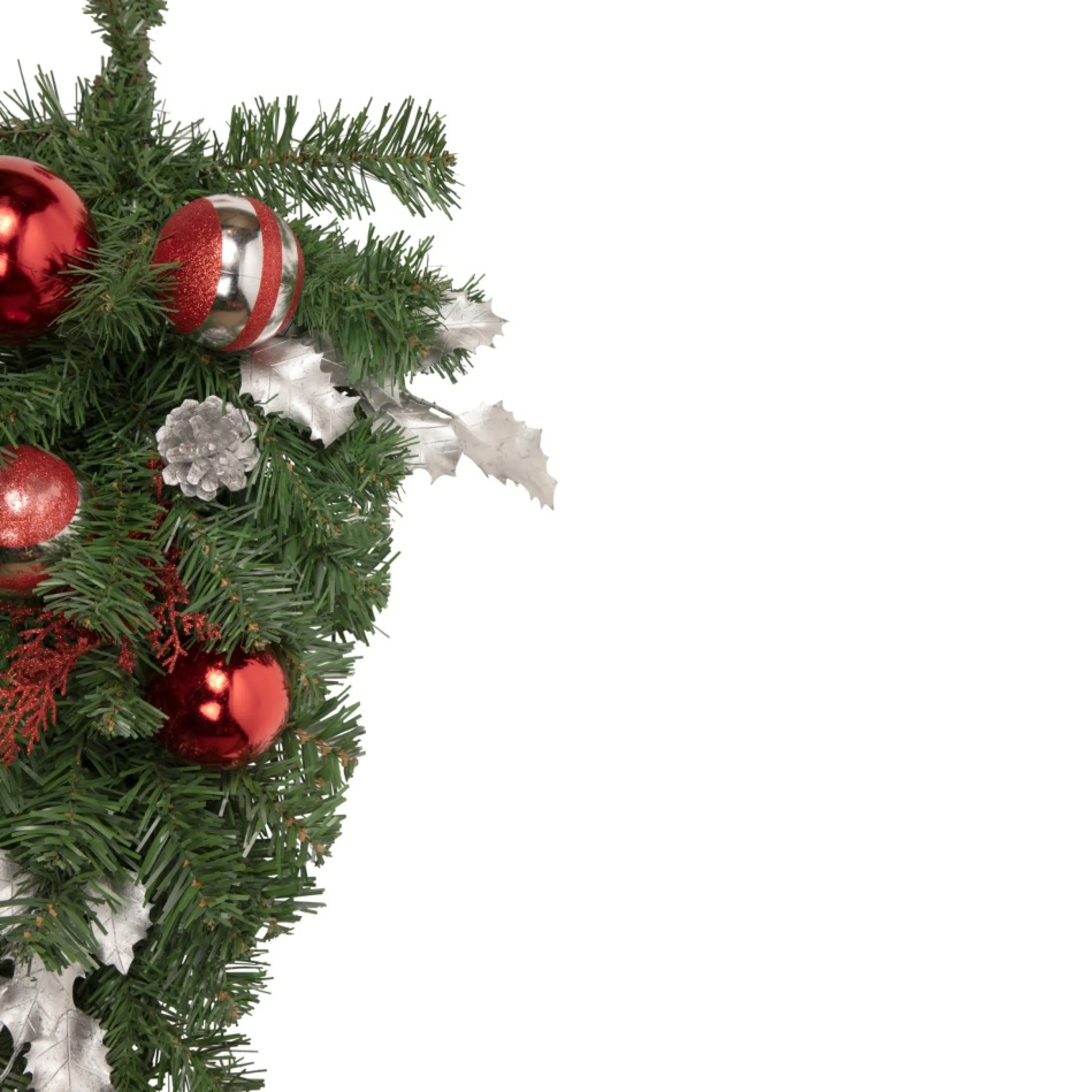 Unlit Teardrops*Northlight 24" Green Cedar Artificial Christmas Teardrop Swag, Unlit