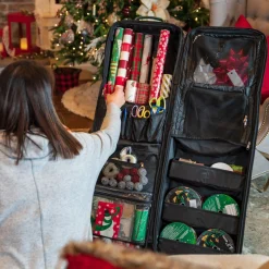 Decoration Storage*Northlight 42" Green Christmas Deluxe Gift Wrap And Craft Station Bag