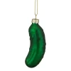 Northlight Food & Beverage>3.75" Green Christmas Pickle Glass Holiday Ornament