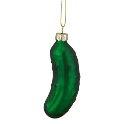 Northlight Food & Beverage>3.75" Green Christmas Pickle Glass Holiday Ornament