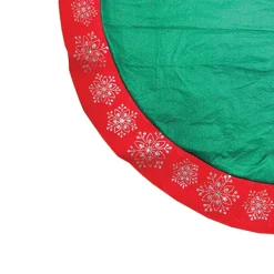 48 Inch And Smaller*Northlight 48" Green Christmas Tree Skirt With Red Gemstone Glitter Snowflake Trim