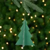 Northlight Trees & Wreaths>5.25" Green 3D Tree With Silver Glitter Accents Christmas Ornament