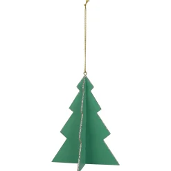 Northlight Trees & Wreaths>5.25" Green 3D Tree With Silver Glitter Accents Christmas Ornament