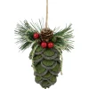 Northlight Pine Cones>6" Green Felt Pine Cone With Berries Christmas Ornament