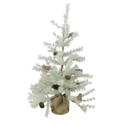 Arett Sales 3 And 3.5 Feet Tall>3' Green Frosted Green Pine Artificial Christmas Tree With Burlap Base - Unlit