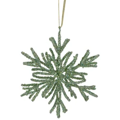 Northlight Snowflakes>7.5" Green Glitter Snowflake Christmas Ornament