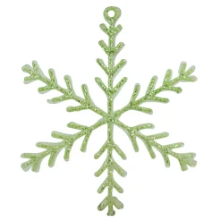 Allstate Snowflakes>10.5" Green Glittered Snowflake Christmas Ornament