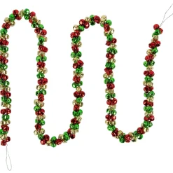 Specialty Garland*Northlight 5' Green, Gold And Red Jingle Bell Christmas Garland, Unlit